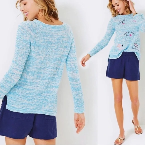 NWT Lilly Pulitzer Danette Sweater in Celestial Blue Mark Sailabration - Picture 3 of 7